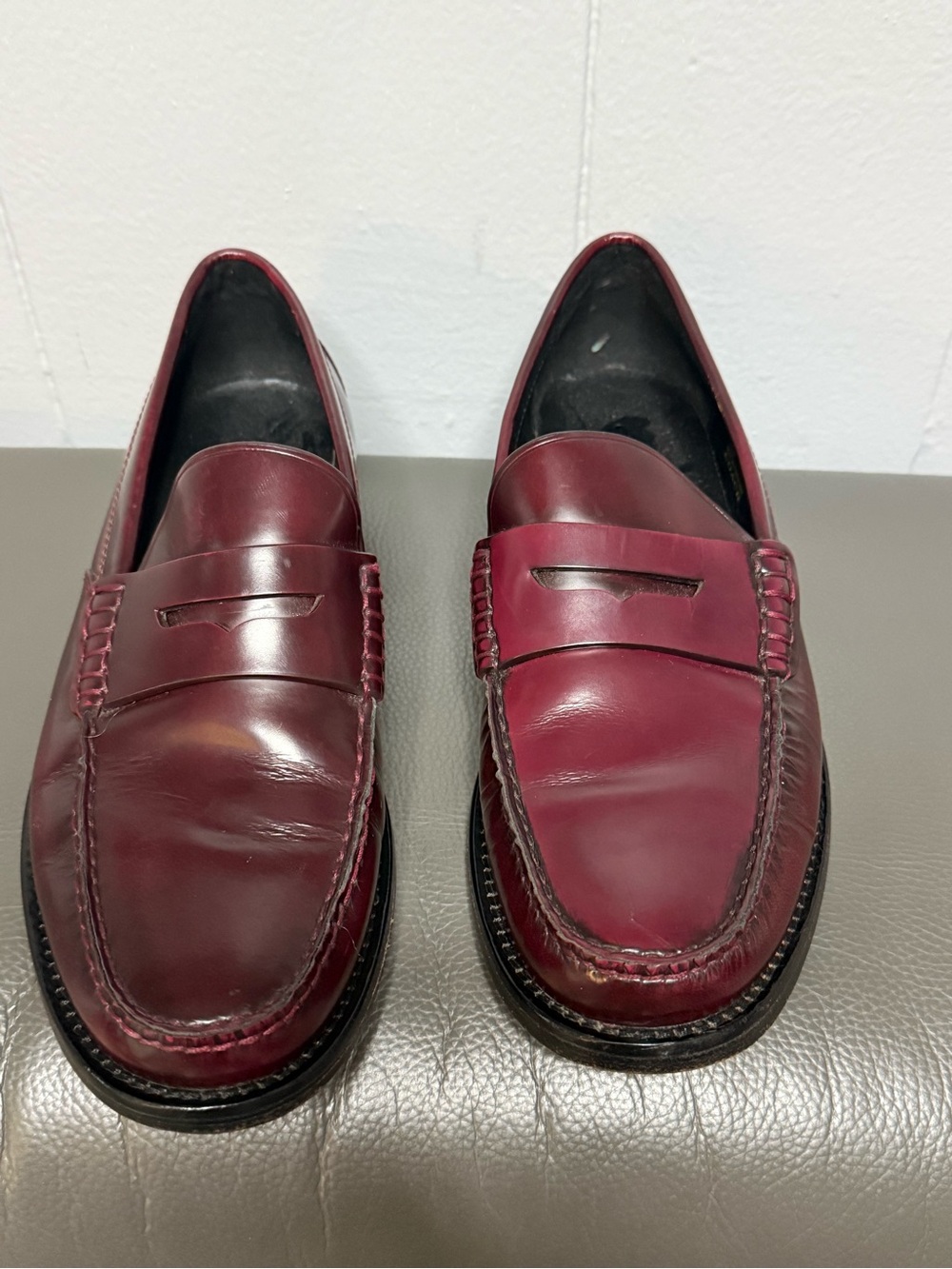 Coach Men's Bordeaux Leather Penny Loafers
